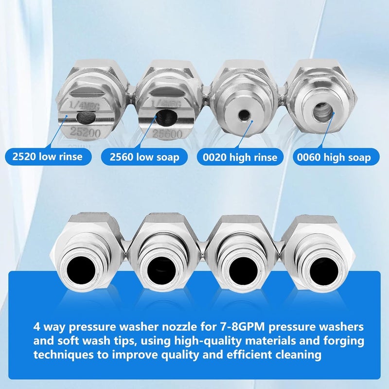 phabcf 4 Way Rod Nozzle Suitable for 7-8 GPM Rod Pressure Washer Nozzle - Image 3